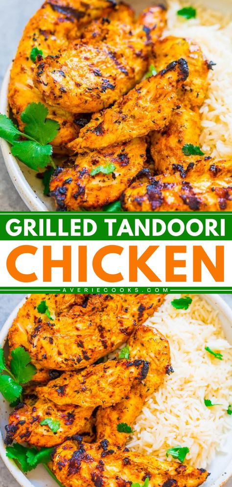 Turn to this summer dinner recipe for authentic Indian food! Your summer grilling ideas must have this easy tandoori chicken. Everyone will love this tender and super juicy grilled chicken with so much flavor! Chicken Recipes From Around The World, Tumeric Chicken Recipes Healthy, Turmeric Chicken Recipes, Indian Chicken Marinade, Chicken Indian Recipes, Easy Indian Dishes, Indian Entree, Grilled Tandoori Chicken, Tandoori Chicken Recipe