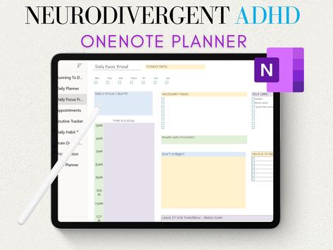 Onenote ADHD Planner Onenote Adhd Planner Adult Productivity Planner One Note  ipadplannertemplate #faithplanner #monthlyplannerprintabletemplates #dailymealplanner⌨️. Microsoft Planner Templates, Free One Note Templates, Onenote Templates Free, One Note Organization Work, Onenote Planner Templates Free, One Note Digital Planner, Microsoft Onenote Templates, Onenote Template, Digital Planner Template