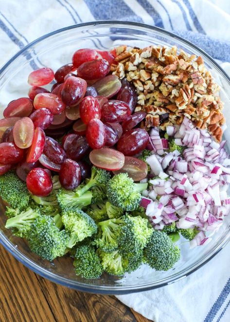 Broccoli Grape Salad | Barefeet in the Kitchen Broccoli Grape Salad, Best Broccoli Salad Recipe, Grape Salad Recipe, Grape Recipes, Broccoli Salad Recipe, Grape Salad, Cheese Salad, Grilling Chicken Breast, Broccoli Salad