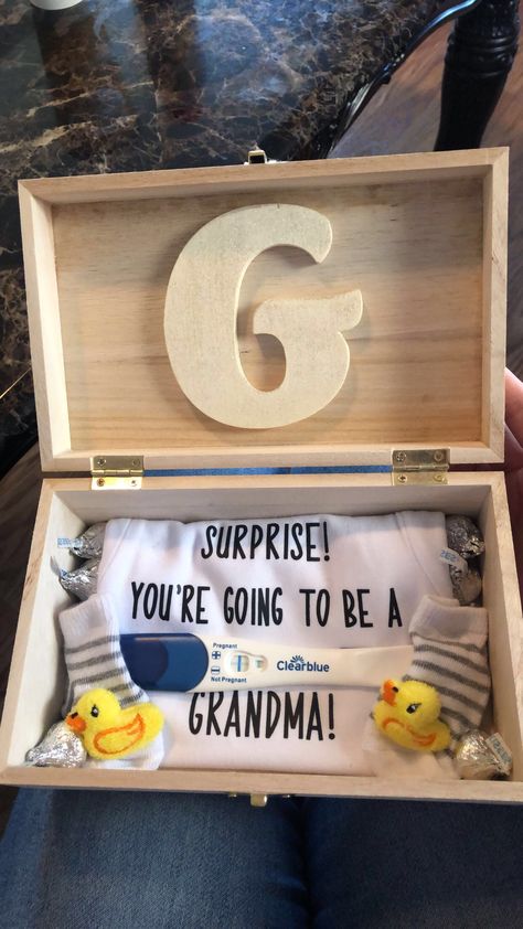 Revealing Your Pregnant Ideas, Your Going To Be A Grandma, You’re Going To Be A Grandma Ideas, Grandma To Be Announcement, Telling Great Grandparents Your Pregnant, Pregnacy Announcments Boxes, You’re Going To Be A Grandma, Baby Box Announcing Ideas, Grandma Reveal Ideas