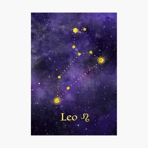 Get my art printed on awesome products. Support me at Redbubble #RBandME: https://www.redbubble.com/i/photographic-print/Leo-Zodiac-constellation-birthday-July-to-August-astronomy-astrology-horoscope-watercolour-space-painting-with-gold-effect-stars-font-and-symbol-by-Mindreader/25358849.6Q0TX?asc=u Leo Vibes Only Painting, Leo Canvas Painting Ideas, Leo Painting Ideas, Leo Painting Zodiac, Horoscope Painting, Leo Painting, Watercolour Space, Leo Zodiac Constellation, Zodiac Leo Art