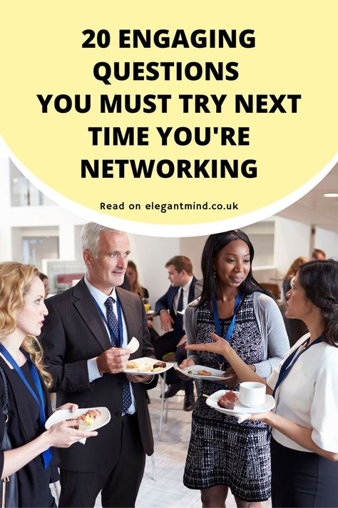 Cut through the small talk with these 20 powerful networking questions. You will network like a pro with these insightful questions to ask. Business Conversation Small Talk, Small Talk At Work, Networking Conversation Starters, Speed Networking Questions, Networking Activities Professional, Fun Networking Event Ideas, How To Small Talk, Business Questions To Ask, Table Talk Questions