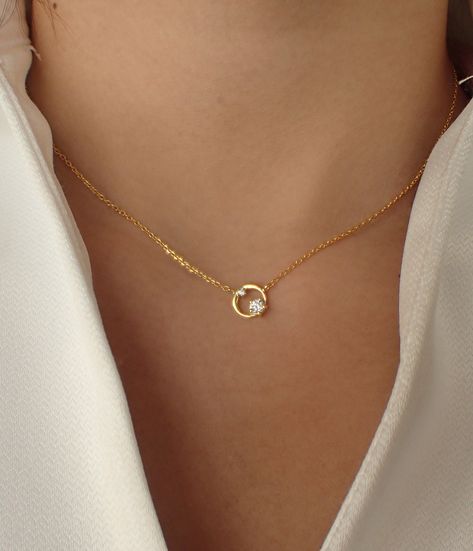 Diamond Circle Necklace, Karma Necklace, Necklace Layering, Necklace Diamond, Circle Diamond, Cluster Necklace, Necklace Minimalist, Layering Necklace, Circle Necklace