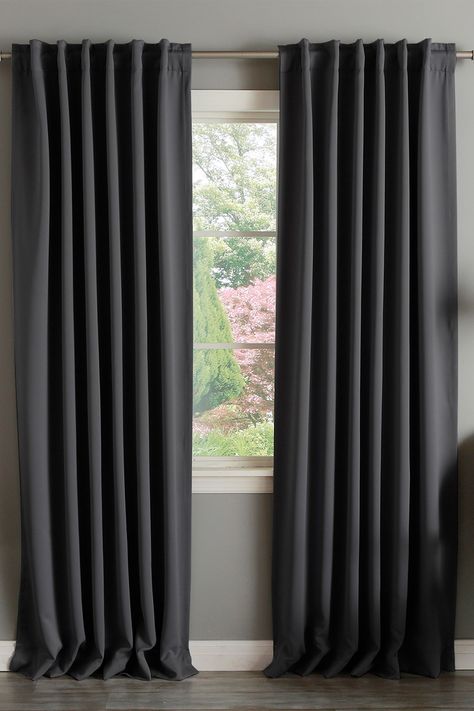 Grey Curtains Bedroom, Dark Grey Curtains, Grey Curtains Living Room, Dark Gray Bedroom, Black Blackout Curtains, Grey Blackout Curtains, Blackout Curtains Bedroom, Dark Curtains, Bedroom Drapes