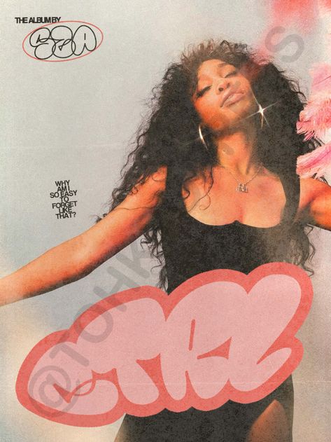 made by @tohkyopress on etsy Sza Poster Art, Retro Vintage Wallpaper, Sza Poster, Music Album Poster, Sza Ctrl, Wall Art Music, Victoria Monet, The Scientist, Room Walls