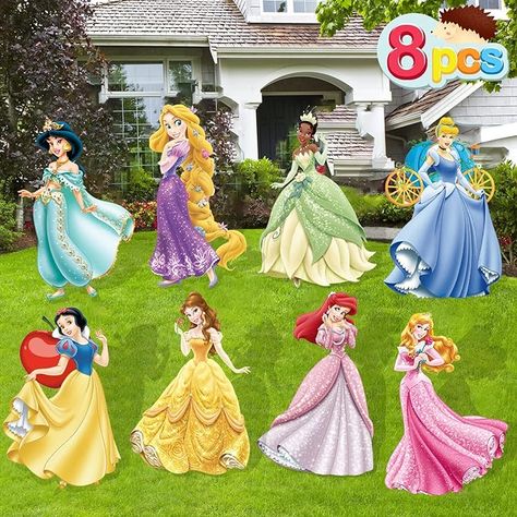 Amazon.com : 8 PCS Princess Yard Signs With Stakes, Princess Party Supplies, Princess Birthday Decorations Party Decor Outdoor Decorations : Patio, Lawn & Garden Princess Tent Party, Princess Birthday Decoration Ideas, Rainbow Princess Birthday Party, 2nd Birthday Princess Theme, Disney Princess Party Decor, Disney Princess Birthday Party Ideas Decoration, 5th Birthday Princess Party, Princess 5th Birthday Party Ideas, Princess Theme Birthday Party Decoration