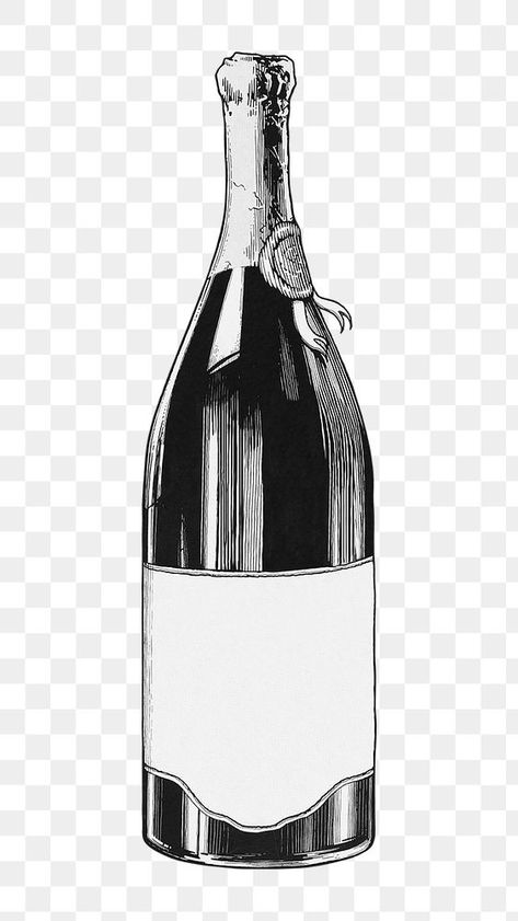 Bottle Of Wine Drawing, Chromolithograph Art, Wine Bottle Drawing, Pretty Wine Bottles, Wine Bottle Photography, Bottle Png, Wine Icon, Vintage Wine Bottle, Bottle Tattoo