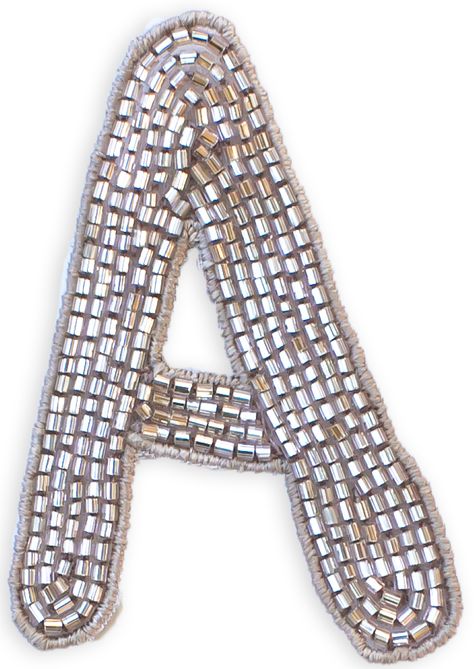 Beaded Letter in Champagne OS / A Letra A Aesthetic, Beaded Letters, Beaded Patches, Scrapbook Inspo, Letter Patches, Gemstone Collection, Insta Stories, Hand Beading, Glass Beads