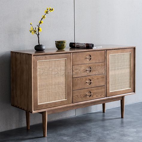 How To Decorate A Sideboard, Rattan Sideboard, Walnut Sideboard, Dining Room Style, Wood Buffet, Side Board, 2 Doors, Sideboard Cabinet, Sideboard Buffet