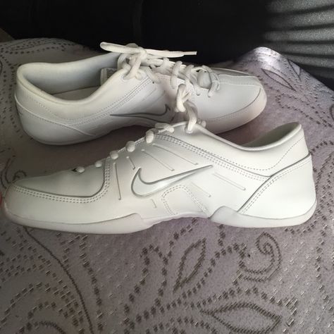 Nike cheer shoes all white grey out line Nike sign used only once  perfectly clean Nike Shoes Athletic Shoes Cheerleading Essentials, Cheers Show, Shifting Closet, Dancing Ballroom, Nike Sign, Cheerleading Shoes, Nike Signs, Cheer Shoes, Cheer Stuff