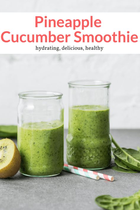 Pineapple Cucumber Smoothie, Cucumber Cleanse, Pineapple Cucumber, Cucumber Smoothie, Veggie Smoothies, Sweet Potato Toast, Smoothie Drink Recipes, Yummy Smoothie Recipes, Spinach Smoothie