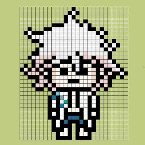 Nagito Pixel, Danganronpa Pixel Art, Celestia Ludenberg, Doodle Frame, Pearl Beads Pattern, Easy Pixel Art, Cool Pixel Art, Pixel Drawing, Anime Jewelry