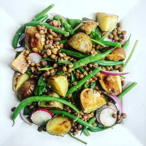 Pescatarian Food, Green Bean Potato Salad, Lentil Potato, Salad With Lemon Vinaigrette, Grilled Potato Salad, Blanching Green Beans, Plant Eater, Potato Salad With Egg, Starch Solution