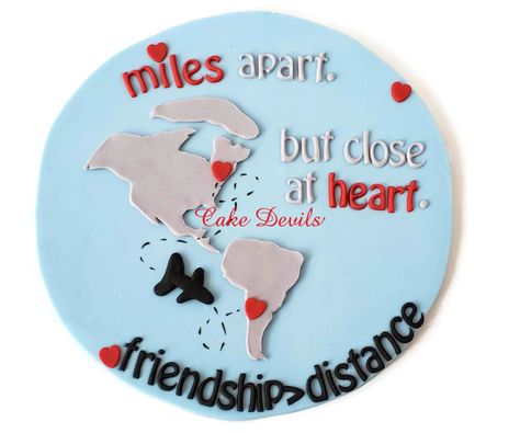 Transportation Cake, Map Cake, Goodbye Party, Cake Design Inspiration, Heart Cake Topper, Creative Cake Decorating, Fondant Cake Toppers, Miles Apart, Cake Fondant