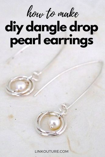 If you're looking for more unique DIY jewelry crafts for adults or teenagers that are still really easy to make, this tutorial for beginners is for you. These freshwater pearl statement beaded earrings features a long ear wire that you can custom make to any length. Click here to access the step-by-step directions to make your own beautiful dangles to give as a gift or to keep for yourself! #jewelrymaking #DIYjewelry Easy Earrings Diy Simple Wire Jewelry, Diy Earrings Hoops Wire Jewelry, Making Jewelry For Beginners Earrings, Diy Simple Jewelry, Diy Jewelry Unique Wire, Earrings Diy Handmade How To Make, Unique Diy Earrings, How To Bead Earrings Step By Step, How To Make Wire Jewelry For Beginners