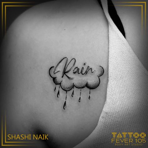 Raincloud Tattoo Traditional, Rain Tatoos Ideas, Cloud Woman Tattoo, Rain Tattoos For Women, Raindrop Tattoo Water Droplets, Rain Clouds Tattoo, Rain Drop Tattoo Ideas, Rainy Cloud Tattoo, Rain Drops Tattoo