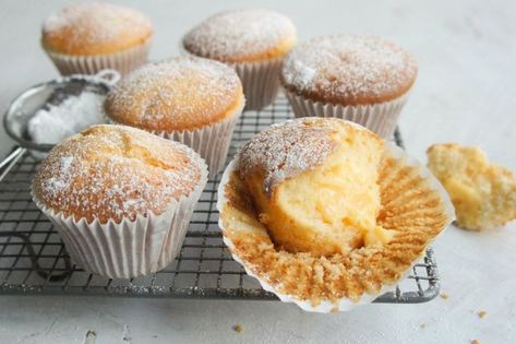 Little Lemon Custard Cakes Custard Cakes, Custard Dessert Recipes, Australian Foods, Vanilla Slice Recipe, Custard Pies, Crazy Cupcakes, Patty Cakes, Custard Cake Recipes, Custard Cup