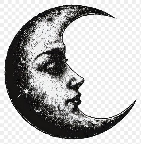 Vintage Moon Drawing, Vintage Logo Aesthetic, Half Moon Sketch, Moon Png Aesthetic, Moon Icon Aesthetic, Moon Icon Png, Png Aesthetic Vintage, Png Images Aesthetic, Aesthetic Png Stickers