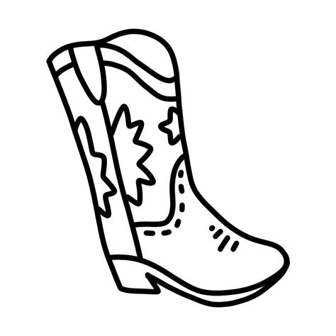 Little cowboy/western boot Cowboy Boots Silhouette, Simple Cowboy Boot Drawing, Cowboy Boot Clipart, Cowboy Boot Drawing, Cowboy Hat Illustration, Cowboy Boots Drawing, Boots Drawing, Boy Western, Poster Idea