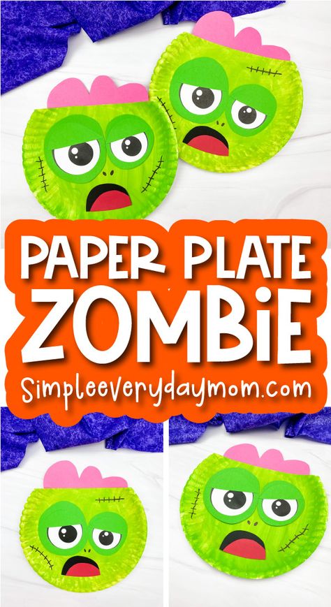 Zombie Crafts For Preschoolers, Summerween Crafts For Kids, 3rd Grade Craft Ideas, October Arts And Crafts For Preschoolers, First Grade Halloween Art Projects, Zombie Crafts For Kids, Free Halloween Crafts For Kids, Zombie Dodgeball, Paper Plate Halloween Crafts For Kids