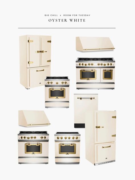 Kitchen Electric Stove Ideas, Non Stainless Steel Appliances, Mismatched Appliances In Kitchen, New Kitchen Appliances, Neutral Kitchen Appliances, Matching Kitchen Appliances, Cottage Kitchen Appliances, Vintage Looking Appliances, Cafe Appliances In Kitchen