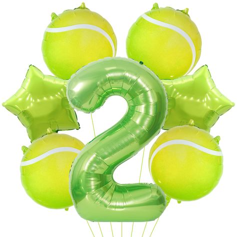 PRICES MAY VARY. 🎾PACKAGE INCLUDED: 4Pcs round tennis balloon, 2 pcs pentagram Balloon, 1pc Jumbo numbers balloon.Totally 11PCS. Perfect for a tennis club championship birthday party. 🎾HIGH QUALITY:The Tennis mylar balloons made of non-toxic aluminum foil, environmental and could be reused.Quite resistant to explosion under circumstances where we use them in a proper way, so can be reused for a long time. 🎾WIDE APPLICATION: You can use these beautiful balloons as ornaments to decorate some pl Balloons For Men, Tennis Decorations, Tennis Birthday Party, Sports Theme Party, Tennis Party Decorations, Custom Matchbooks, Tennis Birthday, Tennis Party, Tennis Clubs