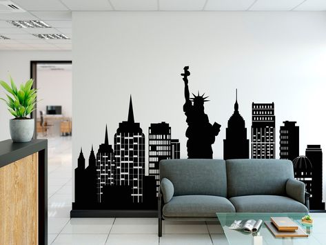 Excited to share the latest addition to my #etsy shop: New York City Skyline Wall Decal, NYC Silhouette Vinyl Sticker, New York Cityscape, Statue Of Liberty, Home Office Decoration Ideas C126 https://etsy.me/3qwVTS9 #office #minimalist #newyork #silhouette #cityscape New York Skyline Silhouette, Nyc Murals, New York Theme Party, Office Decoration Ideas, Cityscape Silhouette, New York Theme, World Map Wall Decor, New York Cityscape, Parents Room