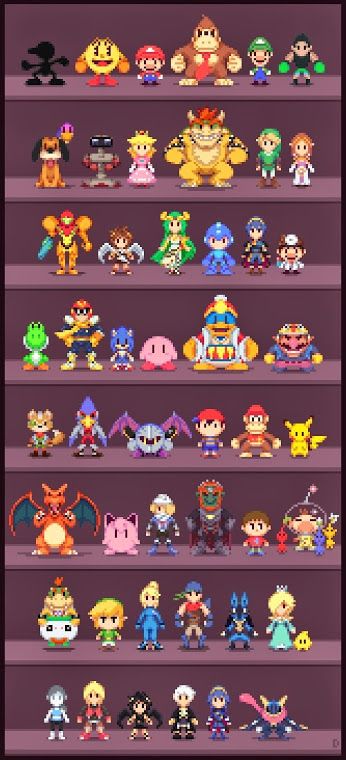 Pixelated Super Smash Bros Characters #SuperSmashBros Nintendo Super Smash Bros, Gameboy Color, Nintendo Art, Mario Art, Smash Brothers, Super Smash Brothers, Space Invaders, Donkey Kong, Metroid