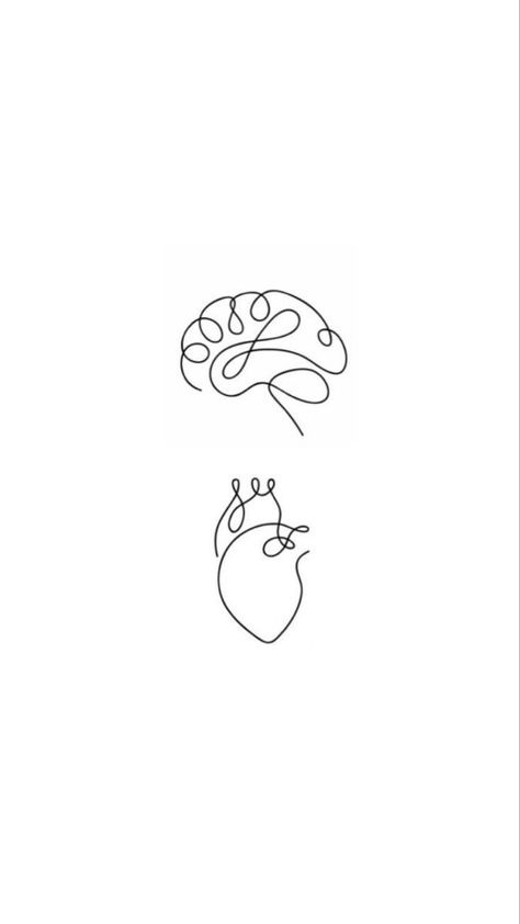 Mind And Heart Tattoo Minimalist, Minimalist Brain Tattoo, Brain Line Tattoo, Brain Tattoo Ideas Simple, Tiny Brain Tattoo, Tattoos For Psychologists, Small Brain Tattoo, Brain Tattoo Minimalist, Head And Heart Tattoo