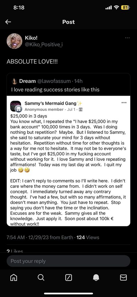 Money Manifestation Success Stories, Tumblr Loa Success Stories, Instant Manifestation Success Stories, Robotic Affirming Success Stories, Loa Success Story, Success Stories Law Of Assumption, Sammy Ingram Success Stories, Magnetic Affirmations, Law Of Assumption Success Stories