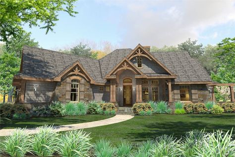 Mountain House Plans, Multilevel Home Designs & Blueprints by THD Two Sided Fireplace, Garage House Plans, Craftsman Style House Plans, Craftsman House Plan, Luxury House Plans, Craftsman House Plans, Bedroom Layouts, New House Plans, House Architecture Design