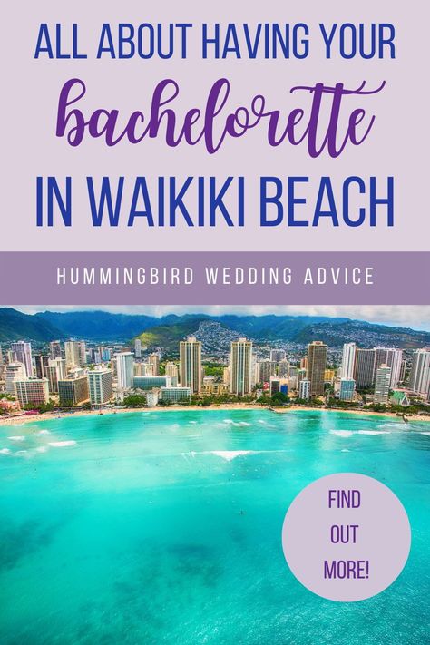 Waikiki Beach is an excellent place for a bachelorette party. it's fun, beautiful, and there is a lot to do. Plus, the food is excellent, the weather can't be beat, and Waikiki feels very safe. For more details on having your bachelorette party at Waikiki, Hawaii, check out this post. It goes over how to get there, what to bring, what to do, where to eat, and fun ways to make it the best bachelorette party every. // bachelorette party // bridal party // travel // waikiki beach // hawaii // desti Low Key Bachelorette Party, Bachelorette Party Budget, Hummingbird Wedding, Waikiki Hawaii Beach, Wedding Games For Guests, Wedding Tools, Lanikai Beach, Waikiki Hawaii, Bridal Shower Planning