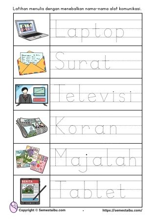 Tema Alat Komunikasi | Lembar Kerja Anak TK - PAUD | Permainan Edukatif Lks Anak Paud, Soal Tk, Handprint Gifts, Block Center, Kindergarten Reading Activities, Microsoft Office Word, Microsoft Word 2007, Tracing Worksheets Preschool, Semester 2