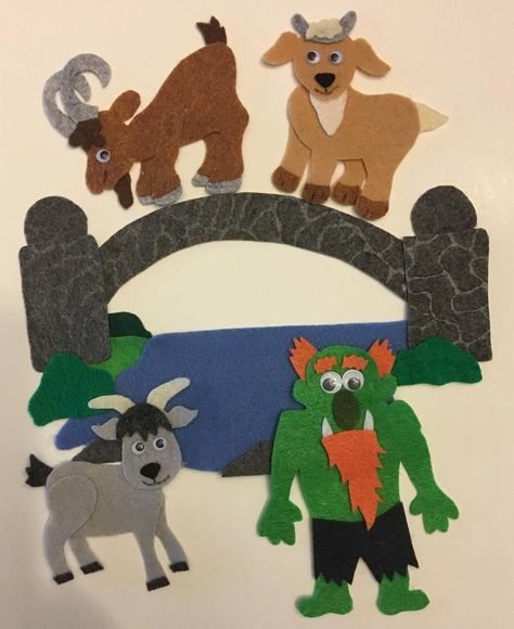 3 Billy Goats Gruff, Bear Crafts Preschool, Diy Felt Board, Felt Board Patterns, Three Billy Goats Gruff, Felt Story, Billy Goats Gruff, Felt Board Stories, Kids Flannel