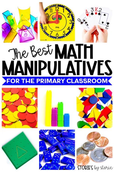 Math manipulatives keep students engaged and provide hands-on opportunities to make learning more concrete. Here are my favorite math manipulatives for the primary classroom. Manipulatives For Math, 2nd Grade Math Manipulatives, First Grade Math Manipulatives, Play Math, Math Tools, Math Fact Fluency, Math Riddles, Math Operations, Summer Math