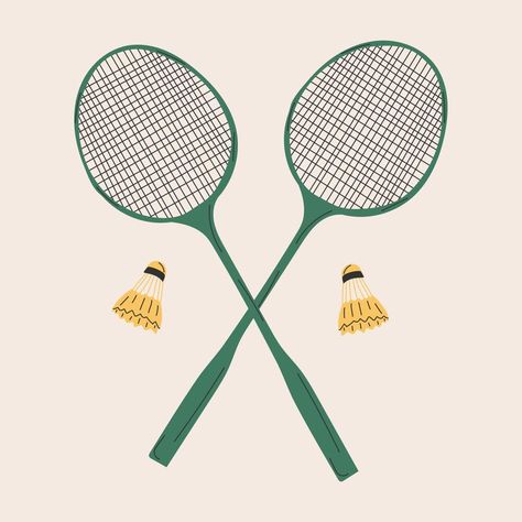 Badminton racket and shuttlecocks on white background. Equipments for badminton game sport. Vector illustration Badminton Smash Wallpaper, Badminton Illustration, Badminton Poster, Badminton Smash, Badminton Aesthetic, Badminton Design, Badminton Art, Badminton Pictures, Badminton Logo