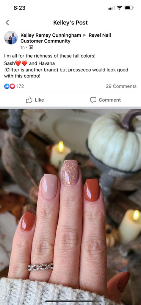 Fall Nails Tip Design, Fall Nails With Sparkle Accent, Short Acrylic Nails For Fall Autumn, Thanksgiving Nails Gel Simple, Fall No Chip Nail Designs, Fall Inspired Dip Powder Nails, Fall Manicure Dip Powder, Gel Nails Ideas October, November Nail Art Short Nails