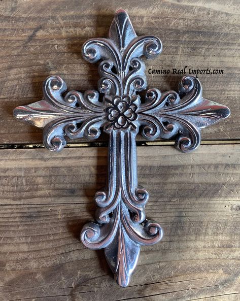 Wall Decor Pewter Metal Cross Hand Made Measures 8"L X 6.5"W (Size And Color May Vary) Dark Rapper Aesthetic, Dark House Aesthetic, Cross Hands, Cross Decor, Metal Art Decor, Edgy Jewelry, Wall Cross, Hand Built Pottery, Crosses Decor