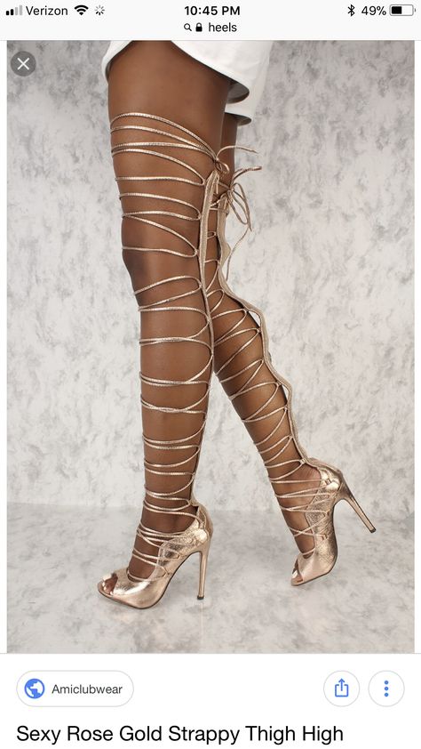 Glamorous Lace-up Heels With Heel Strap, Adjustable Lace-up High Heel Sandals With Wrapped Heel, Leather Thigh-high Heels For Night Out, Thigh High Gladiator Heels, Chic Gold High Heel Lace-up Sandals, High Heels Outfit, Gold Strappy Heels, Gladiator Boots, High Heel Dress Shoes