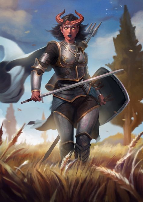 ArtStation - Tiefling Knight Tiefling Knight, Woman In Armor, Female Knights, Female Tiefling, Tiefling Paladin, Tiefling Female, Tokens Rpg, Pathfinder Character, Heroic Fantasy