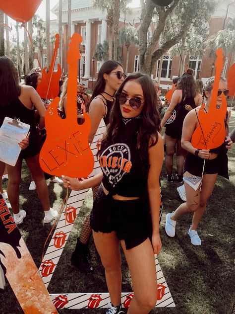 Sorority Rock And Roll Theme, Rock N Roll Sorority Theme, Rock And Roll Bid Day Theme, Rock And Roll Bid Day, Bidday Themes, Pep Rally Themes, Sorority Themes, Homecoming Themes, Rock Music Festival