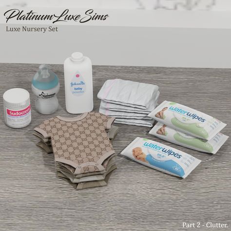 PlatinumLuxeSims — | Luxe Nursery Set - Part 2 |          (Clutter)... Sims 4 Cc Mods Infants, Sims 4 Cc Hood Furniture, Sims 4 Diaper Bag Cc, Sims 4 Cc Wardrobe Clutter, Sims 4 Baby Clutter, Sims 4 Cc Infant Furniture, Luxe Nursery, Sims 4 Cc Clutter Functional, Sims 4 Cc Furniture Clutter