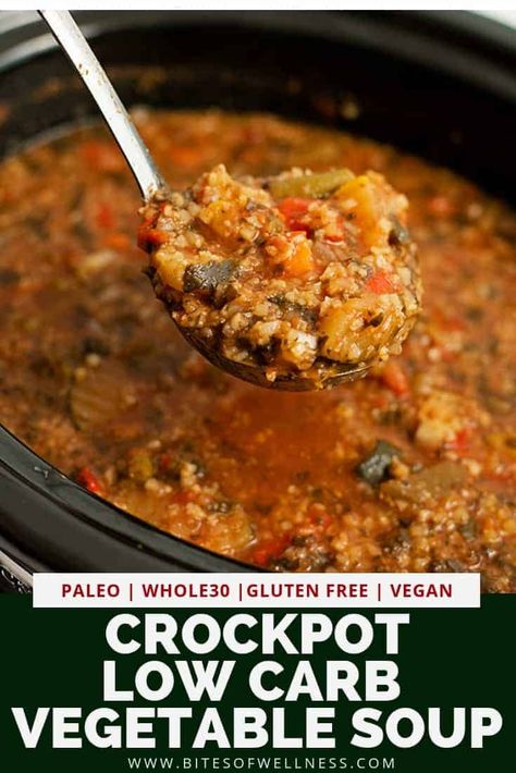 Lowcarb Soups, Vegetable Crockpot, Crockpot Low Carb, Whole30 Soup, Low Carb Vegetable Soup, Paleo Vegetables, Vegan Crockpot Recipes, Vegan Crockpot, Soup Vegetable