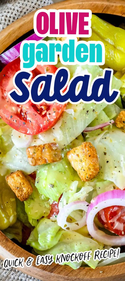 Copycat Crisp And Green Salads, Copycat Salad, Copycat Olive Garden Salad, Olive Garden Salad Recipe, Salad Copycat, Olive Garden Soups, Olive Garden Salad Dressing, Copycat Recipes Olive Garden, Olive Garden Salad