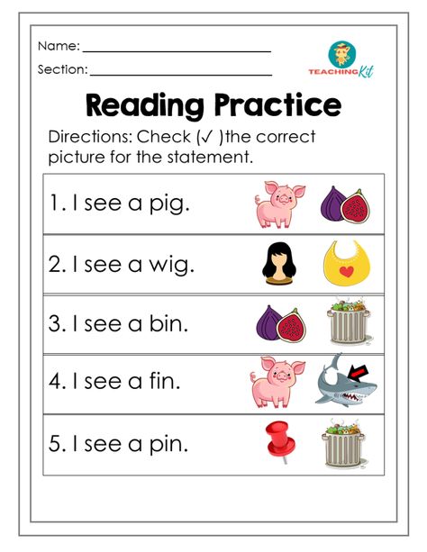 Short I Cvc Worksheets, Short I Worksheets Kindergarten, Cvc Reading Worksheet, Text For Reading For Kids, Reading Materials For Grade 1, Cvc Sentences For Kindergarten, Cvc Sentences, Read Kindergarten, Learn To Read Kindergarten