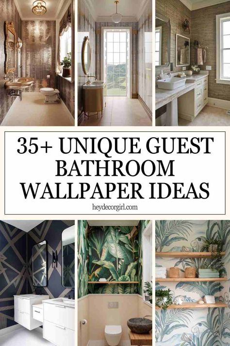 Guest bathroom wallpaper ideas are a fantastic way to add personality and style to a small space. Wallpaper allows you to go beyond plain Small Bathroom Design With Wallpaper, Unique Guest Bathroom Ideas, Wallpapering Ideas Bathroom, Wallpaper In The Bathroom, Small Space Wallpaper, Bathroom Ideas With Wallpaper, Guest Bathroom Wallpaper Ideas, Neutral Bathroom Wallpaper, Unique Guest Bathroom