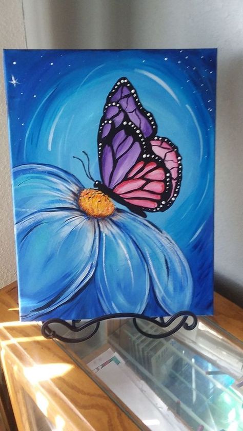 Butterfly Paintings On Canvas, Flower And Butterfly Painting Acrylic, Hope Painting Ideas, Canvas Painting Butterfly, Easy Butterfly Painting, Cuadros Aesthetic, Butterfly Canvas Painting, Interior Design New York, Aesthetic Paintings