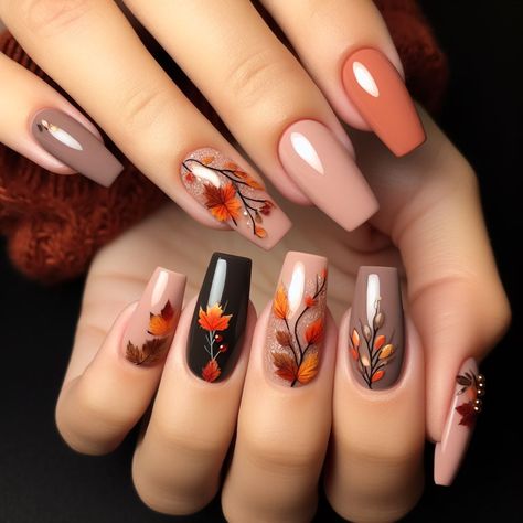 fall nails ideas autumn leaves fall nails ideas autumn short acrylic fall nails ideas autumn brown fall nails ideas autumn purple fall nails ideas autumn simple matte fall nails ideas autumn french fall nails ideas autumn pink fall nails ideas autumn stilleto fall nails 2023 color trends fall nails acrylics #fallnails #fallnailsideas #fallnailsdesigns Acrylic Nails Leaves Design, Fall Nails 2023 With Leaves, Nail Autumn 2023, Autumn Nail Designs 2023, Fallnails Autumn 2023, November Nails Designs Fall 2023, Short Fall Nails 2023 Trends, Fall 2023 Nail Color Trends, Autumn Nails 2023 Trends