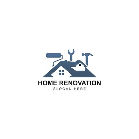 Vector simple minimalist home renovation... | Premium Vector #Freepik #vector #house-logo #business-logo #property #company-logo Remodeling Company Logo, Renovation Company Logo, Renovation Logo Design, Home Renovation Logo, Renovation Logo, Logo Property, Vector House, House Logo, Business Card Maker