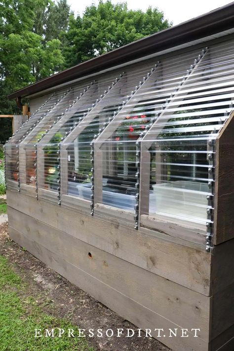 Diy Greenhouse Attached To House, Front Porch Greenhouse, Green House Plans Diy How To Build, Greenhouse Lean To, Greenhouse Building Plans, Lean To Green House, Leanto Greenhouse, Shed And Greenhouse Combo, Lean To Greenhouse Plans